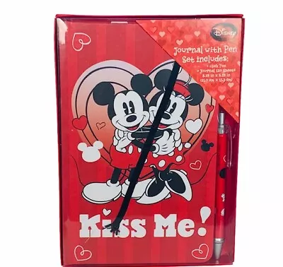 Mickey Minnie Mouse Journal Pen Set Kiss Me Walt Disney Diary Paper Sheets NIB • $15.91