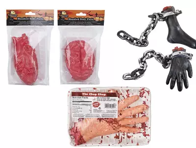 BRAIN & HEART / Hand HALLOWEEN Bloody Fake 2pc Realistic Body Zombie Decoration • £7.99