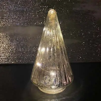 7.8  Ganz Lit Glam Mercury Glass Light Up Christmas Cone Tree Table Lamp Decor • $19.99