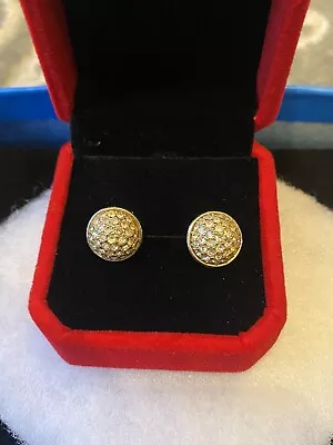 J. Crew Rhinestone And Gold Tone Round Stud Earrings • $16