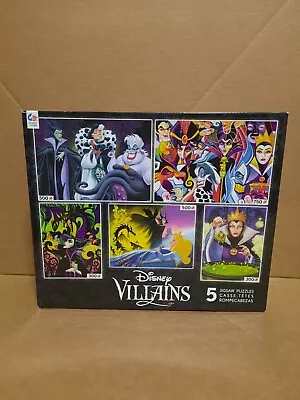 Disney Villains Jigsaw Puzzles 5-In-1 Multipack Set 300/500/750 Pcs Ceaco • $9.99