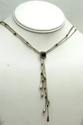 QT Quoc Trading Heishi Bead Lariat Necklace 3 Strand Black Onyx  16  - 20  • $55.90