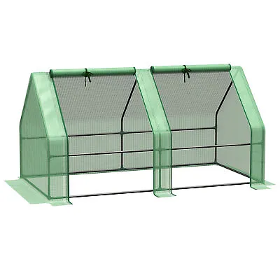 Outsunny Mini Small Greenhouse With Steel Frame & PE Cover & Window Green • £30.99