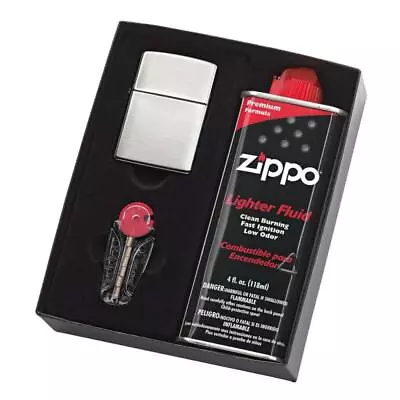 ZIPPO #200 Brushed Chrome Lighter With Fluid And Flints • $64