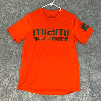 Miami Hurricanes Women Shirt Small Adidas Orange Green Tee College NCAA Swimming • $17.49