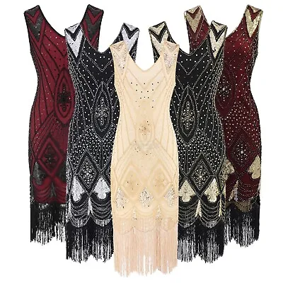 1920s Knee Length Flapper Party Dress Tassels Hem Sequined Cocktail Dresses • $31.99