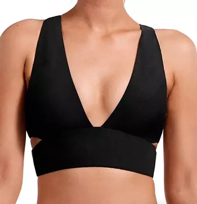 Vitamin A Black EcoRib Bralette Bikini Swimsuit Top Women's Size 8 M L57548 • $83.20