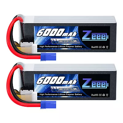 2PCS Zeee 22.2V 6S LiPo Battery 100C 6000mAh EC5 For RC Heli Quad Airplane Car • $132.01