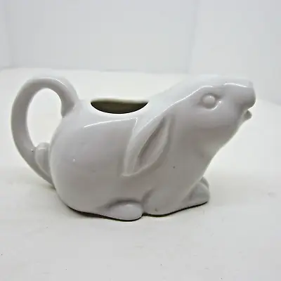 Small White Rabbit Bunny Mini Ceramic Cream Pitcher Cute For Easter Decor Sweet • $10.99