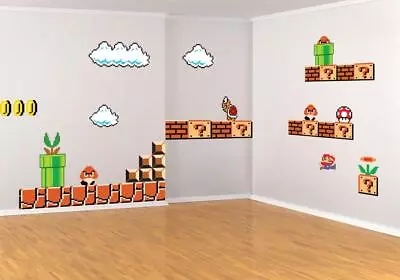 Super Mario Bros Retro 80's Scene Wall Stickers Decal Kids Decor Art Mural WC137 • $21.97