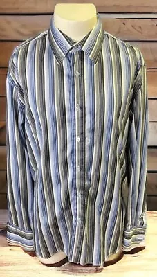 Zagiri Blue Striped Button Shirt Size XL Long Sleeve 100% Cotton • $16