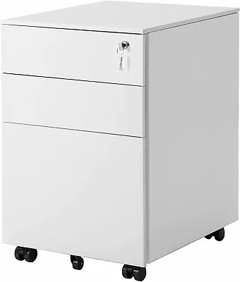 STANI Mobile File Cabinets 3 Drawer Metal Storage Filing Cabinet With Lock & Key • $142.49