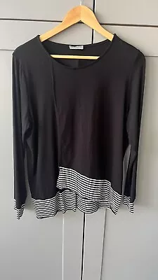 Naya Black & White Lagenlook Striped Top Size 1 UK 10/12 Relaxed Top • £24.99