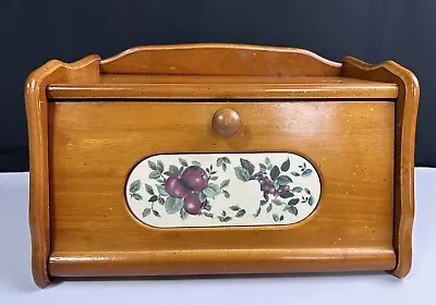 Vintage POMERANT Wood Bread Box Apples Grapes Cottage Farmhouse Approx 16x10X10  • $24.99