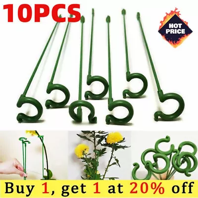 10x Plant Support Stakes Garden Flower Support Stake Sticks Plastic Single Stem • £5.51