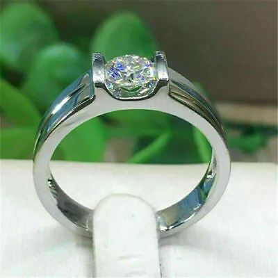 Tension Set Engagement Ring Gift 2.Ct Round Cut Moissanite 14K White Gold Plated • $159.96