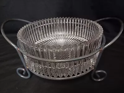 MIKASA Diamond Fire Hostess Bowl W/Silver Stand • $59.99