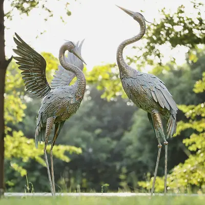 Metal Heron Crane Statue Sculpture Bird Art Decor Home Modern Yard Patio Lawn • $129.99