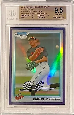 2010 Bowman Chrome #BDPP80 Manny Machado Purple Refractor 1st BGS 9.5 Low Pop • $199.99