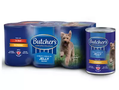 6 X 400g Butcher's Dog Food Cans Grain Free Chicken Beef Chunks In Jelly • £12.89