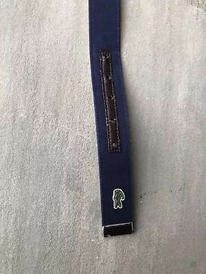 LACOSTE 5-Hole Stitched Blue Canvas/Brown Genuine Leather Reversible Belt Men 36 • $9