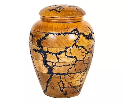 Burning Wooden Memorial Urn Resin Cremation Human Ashes Funeral Urns Large Size • $124.99