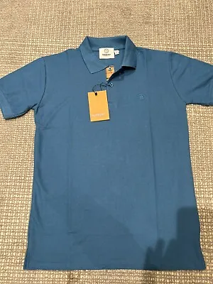 Burberry Short Sleeve Men's Solid Check Polo Shirt Blue Size Large • $74.99