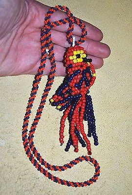Witoto Tribal Beadwork Necklace Macaw Parrot Glass Seed Beads Colombia Amazon • $15