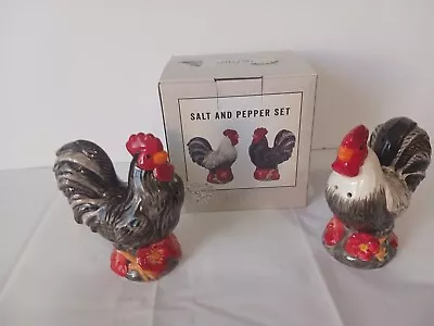 Cracker Barrel Ceramic Roosters Salt And Pepper Shakers - New In Box • $8.99