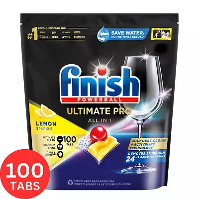 Finish Powerball Ultimate Pro Dishwashing Tabs Tablets Lemon Sparkle 100pk • $69.88