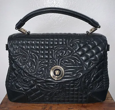 Versace Black Barocco Embroidered Altea Vanitas Bag Purse • $765.99