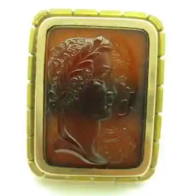 Antique Victorian Hardstone Double Portrait Cameo 14K Gold Tie Pin • $495