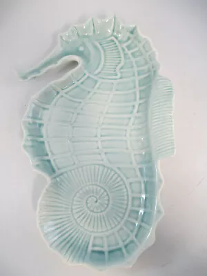 Seahorse Ceramic Plate Platter Serving Dish Blue Ocean Beach Nautical Coastal • $12