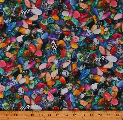 Cotton The Gem Collector Jewels Gemstones Rocks Fabric Print By The Yard D579.87 • £13.46