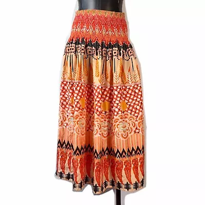 Temperley London Orange Prophecy Printed Midi Silk Skirt US Size 6 Chili Peppers • £144.57