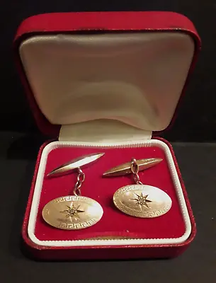 Antique Pair 9ct .375 Rose Gold Oval Cufflinks Hallmarked Chester 1922 # 5.18g • £160