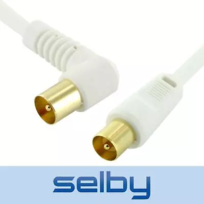 $10 • Buy Right Angle Plug White TV Antenna Cable Flylead Cord Coax Lead PAL Male