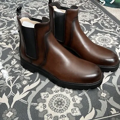 ZARA MAN Brown Leather Chelsea Boots SZ 14 EU 41 NWT • $45