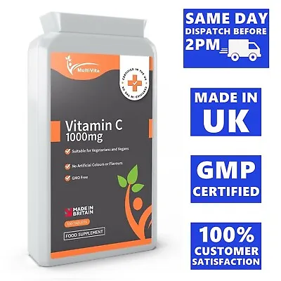 Vitamin C 1000mg 120 Vegan Tablets Double Strength Immune System Support Uk Made • £7.97