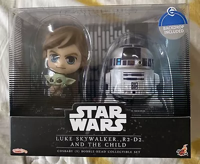 Luke Skywalker R2-D2 & The Child Cosbaby Bobblehead Set By Hot Toys! In-Hand! • $79.99