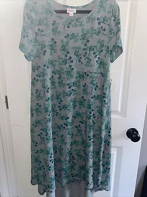 WOMENS MIDI DRESS-LULAROE CARLY-SPANDEX-GREEN DISNEY MICKEY SIZE SMALL Med-NWT • $19.88