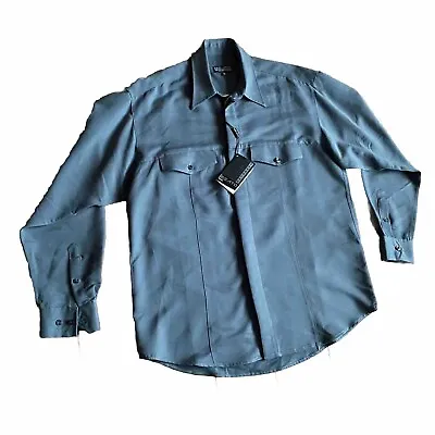 Gabicci Legato Blue/grey Shirt. Size Medium. Long Sleeve Viscose. New With Tags. • £14.99