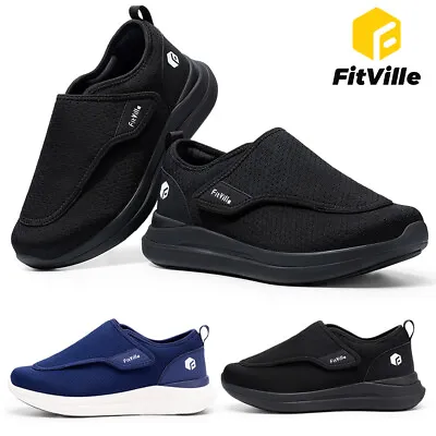 FitVille Men's Extra Wide Fit Diabetic Shoes Orthopedic Slippers Swollen Feet • £52.63