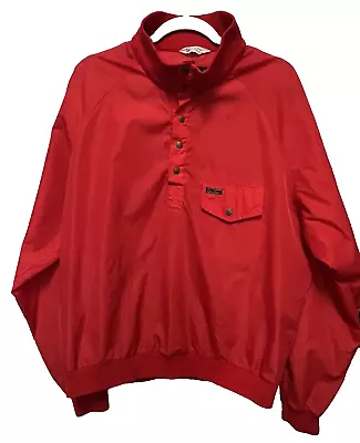 Vintage 90s Eddie Bauer Mens Jacket Large Red Nylon Pullover Windbreaker Pockets • $24.88