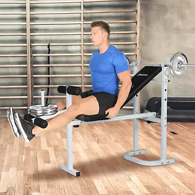 Full Body Workout Adjustable Weight Bench Folding Bench Press With Barbell Rack • $97.99