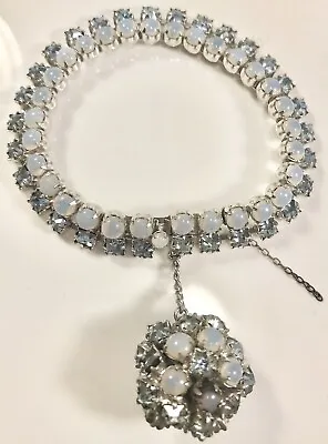 Karu Vintage Blue Faux Moonstone Crystal Bracelet (c759a) • $59.99