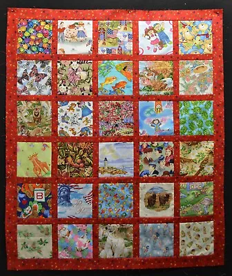I-SPY Baby Quilt Top #444- Size 34  X 41 - I SPY ISPY LAP QUILT Toddler Quilt • $20
