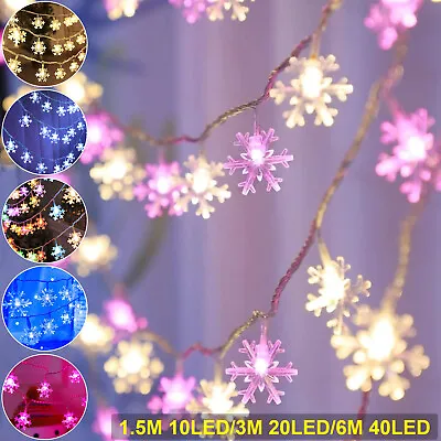 £7.31 • Buy Christmas LED String Fairy Lights Snowflake Battery Bedroom Party Wedding Decor