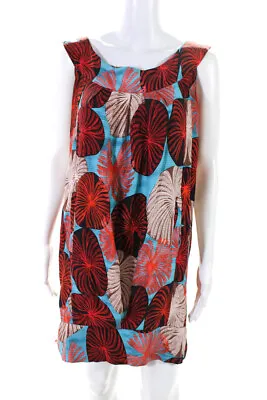 $59.99 • Buy Diane Von Furstenberg Womens Sleeveless Scoop Neck Palm Tree Dress Red Blue 6