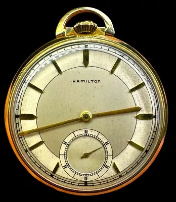 1936 HAMILTON 14k GF Masonic Pocket Watch Solid 14k Fort Industry Emblem Running • $795